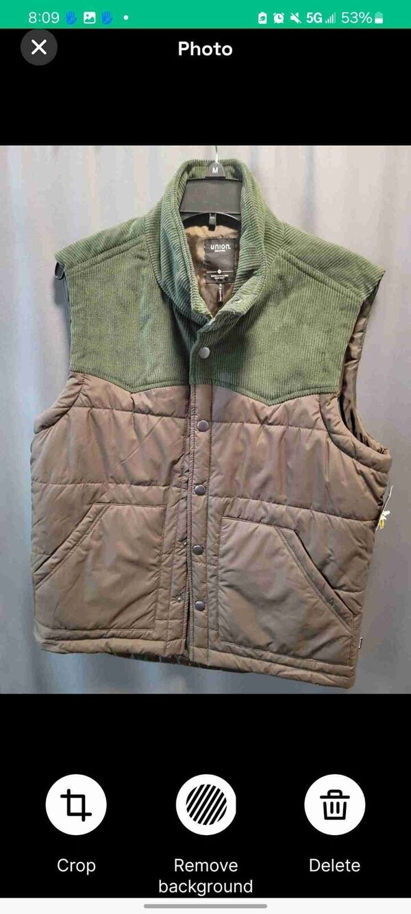 Union Green Sleeveless Button-Up Ribbed Collar HT23306 Vest Size Small B54
